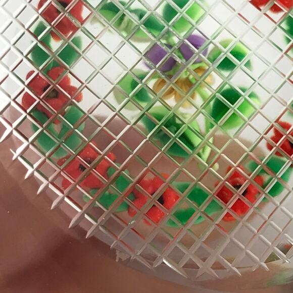 Perthshire 1998D Garlanded Pansy Lampwork Flower Leaves Clear Facet Paperweight - Picture 6 of 15